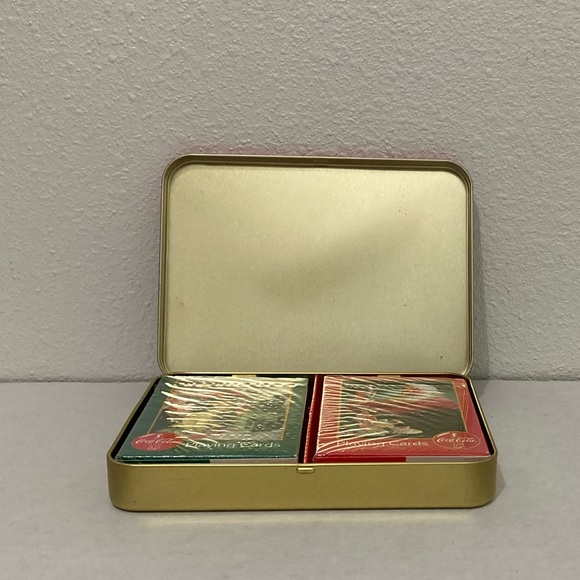 Coca-Cola Limited Edition Christmas Santa Playing Cards W/ Tin 1996 Red - Picture 5 of 5